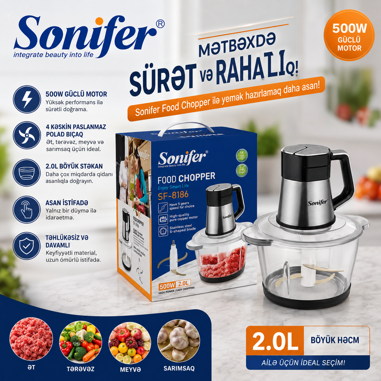 Universal doğrayıcı Sonifer SF-8186